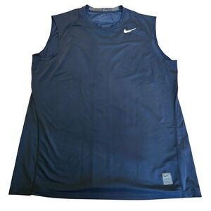 Nike Pro Dri-FIT Mens Sleeveless Compression Shirt Navy Blue Training Top XL